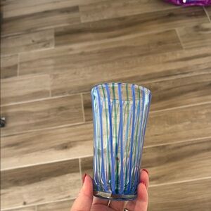 Anthropologie Brissa Striped Double Old Fashioned glass